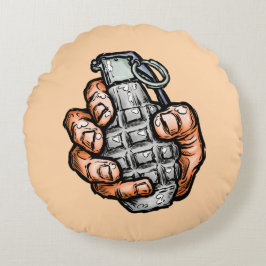 Almofada Redonda Granada Mão no Estilo História em quadrinhos