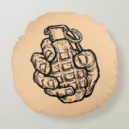 Almofada Redonda Granada Mão no Estilo História em quadrinhos