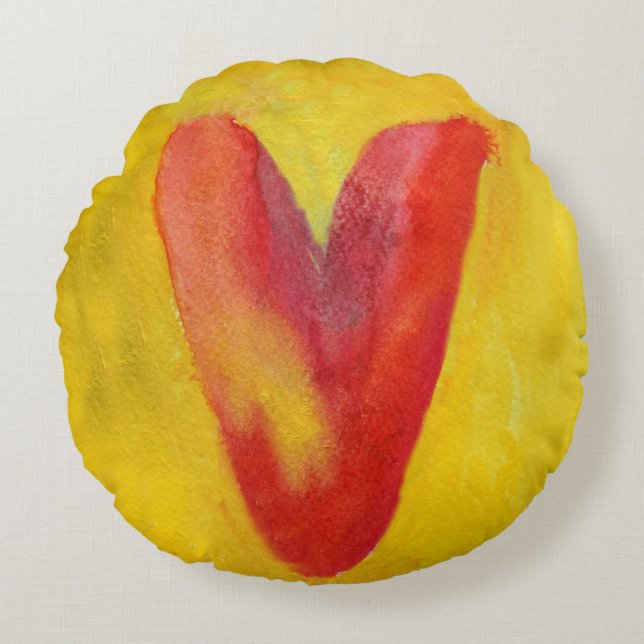 Almofada Redonda Grande Coração Vermelho (Frente)