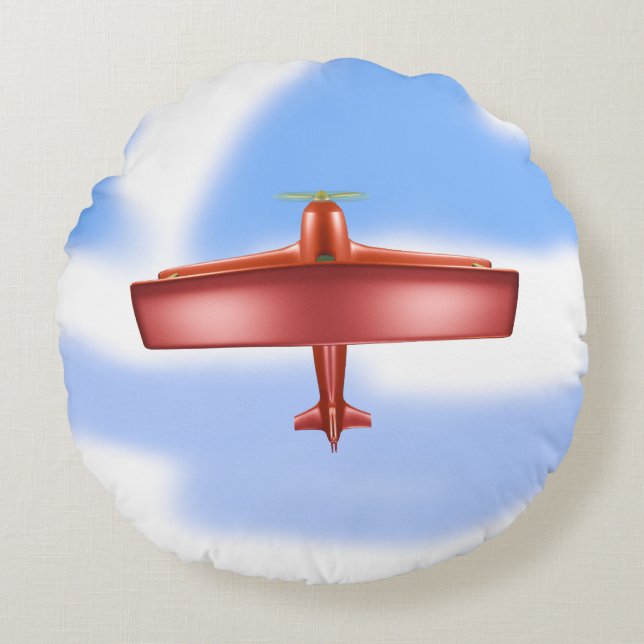 Almofada Redonda Grande Travesseiro de Voo Vermelho de Avião Vermel (Frente)