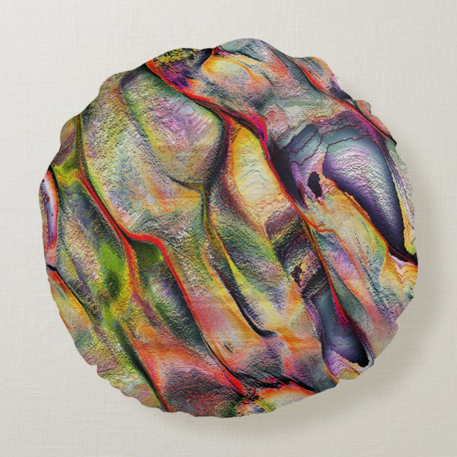 Almofada Redonda Gravado com rugosidade e aquarela virtual (Verso)