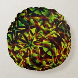 Almofada Redonda Gravatas deformadas de fitas verdes queimadas