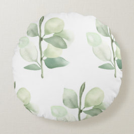 Almofada Redonda Green Eucalyptus Leaves,  delicate pastel decor