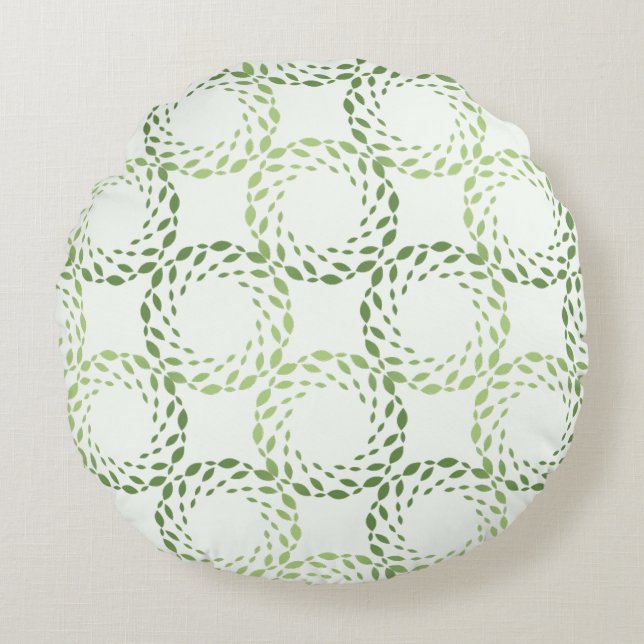 Almofada Redonda Green Leaves Circular Pattern Design Round Pillow (Frente)
