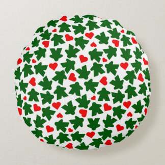 Almofada Redonda Green Meeple with Red Heart