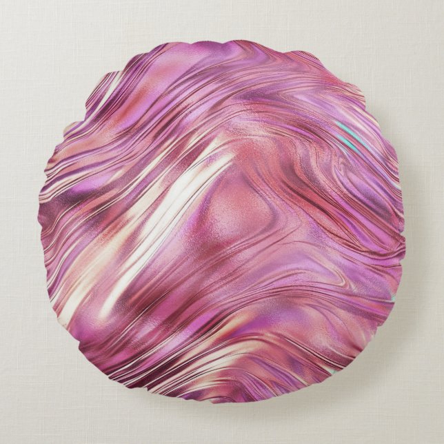 Almofada Redonda Grelha Dourada de Rosa Rosa Rosa Girassol (Frente)