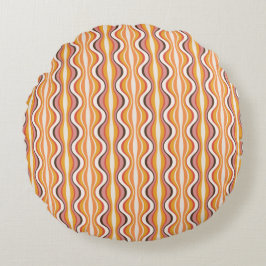 Almofada Redonda Groovy, 70s retro style patterned Round Pillow 