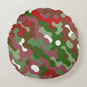 Almofada Redonda Groovy Funky Retro Boho Vermelho e Verde Natal
