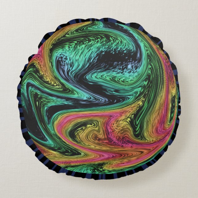Almofada Redonda Groovy Neon Marble (Frente)