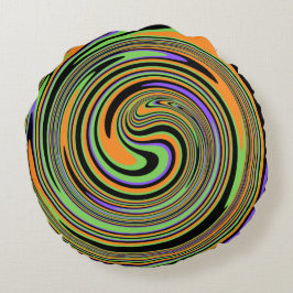 Almofada Redonda Groovy Swirl Preto