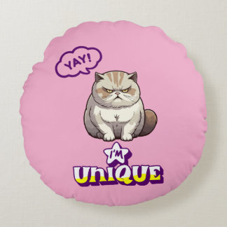 Almofada Redonda Grumpy Cat "YAY! I'm Unique" Funny 
