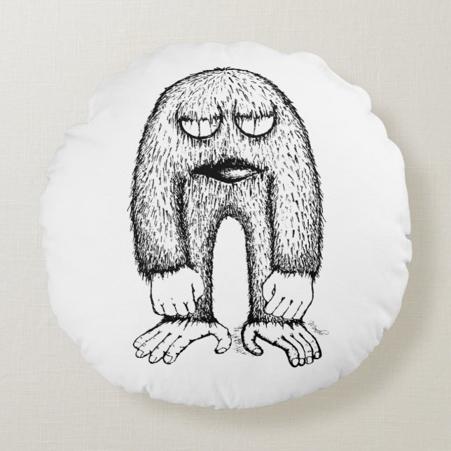 Almofada Redonda Grumpy Little Monster Indie Art Pillow (Frente)