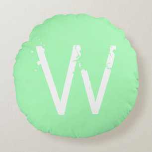 Almofada Redonda Grunge Chic Monograma Mint Green