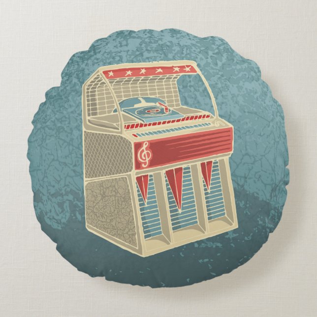 Almofada Redonda Grunge Jukebox (Frente)