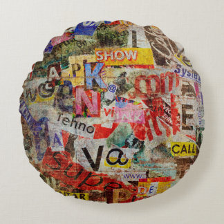 Almofada Redonda Grunge texturizou design de fundo com um antigo ra