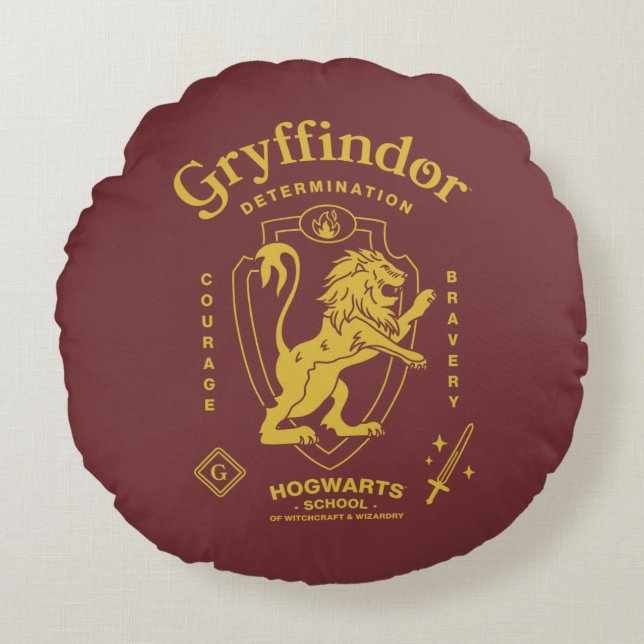 Almofada Redonda GRYFFINDOR™ Determination Courage Bravery Crest (Frente)