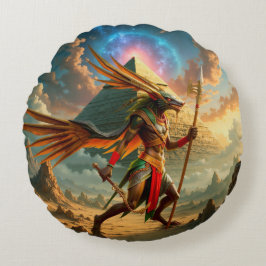 Almofada Redonda Guardião do Portão Celestial – Anúbis
