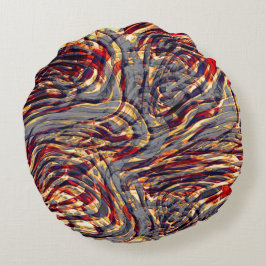 Almofada Redonda Guerra às fitas laranja contra o vermelho, sobre a