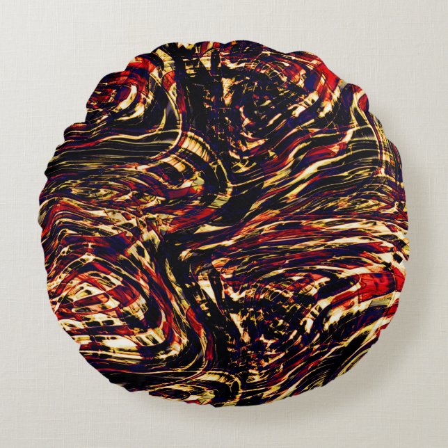 Almofada Redonda Guerra de fitas ouros contra vermelho, em fundo es (Frente)