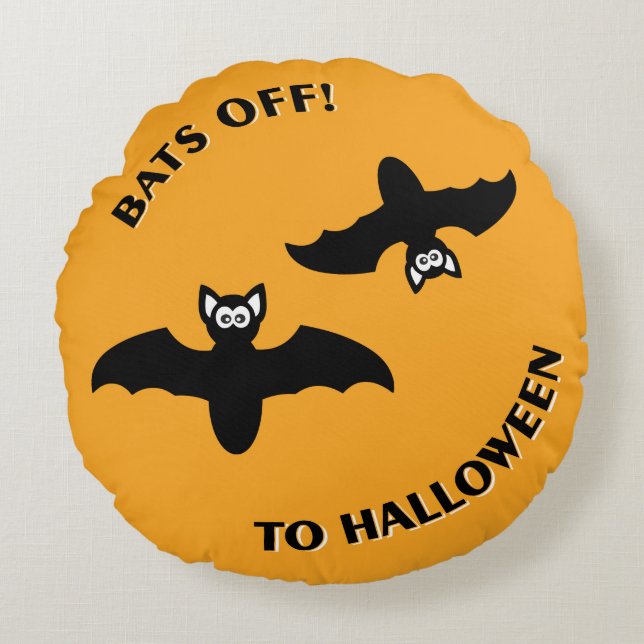 Almofada Redonda Halloween Bats Orange (Frente)