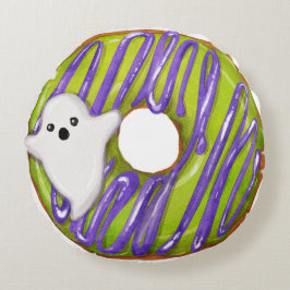 Almofada Redonda Halloween Ghost e Rosquinha verde de lodo