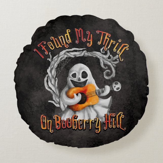 Almofada Redonda Halloween Ghost Guitar Booberry Hill  (Frente)