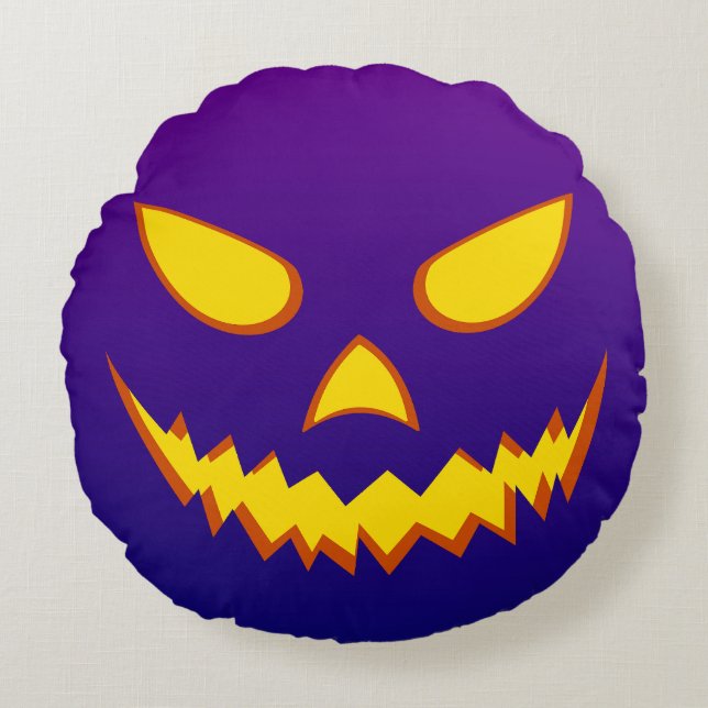 Almofada Redonda Halloween Grinning Face Jack o Lanterna Pumpkin (Frente)