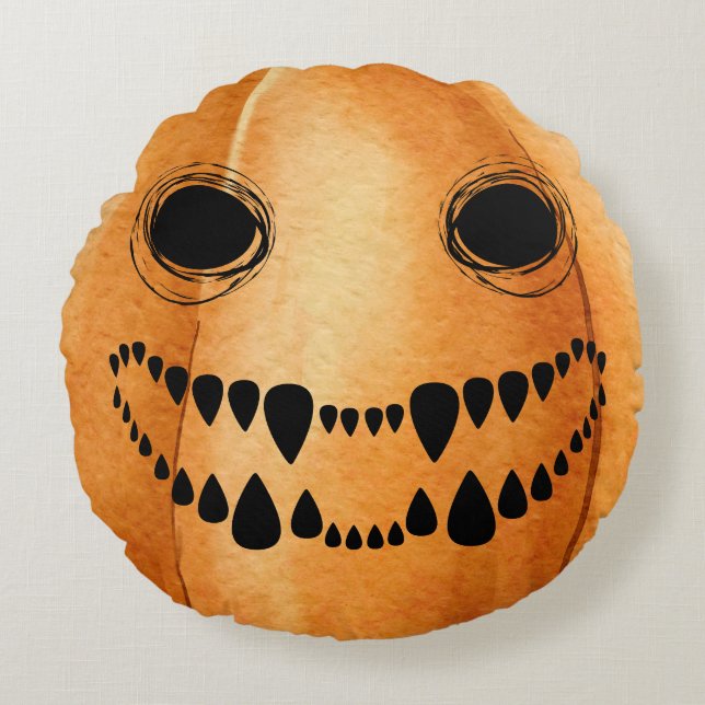 Almofada Redonda Halloween Jack-O-Lanterna Pumpkin (Frente)