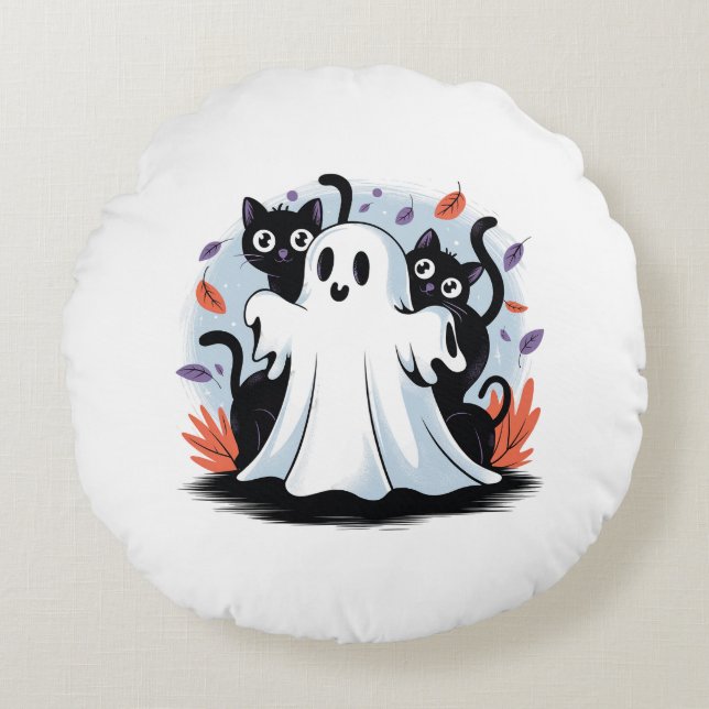 Almofada Redonda Halloween Night Prowl (Frente)