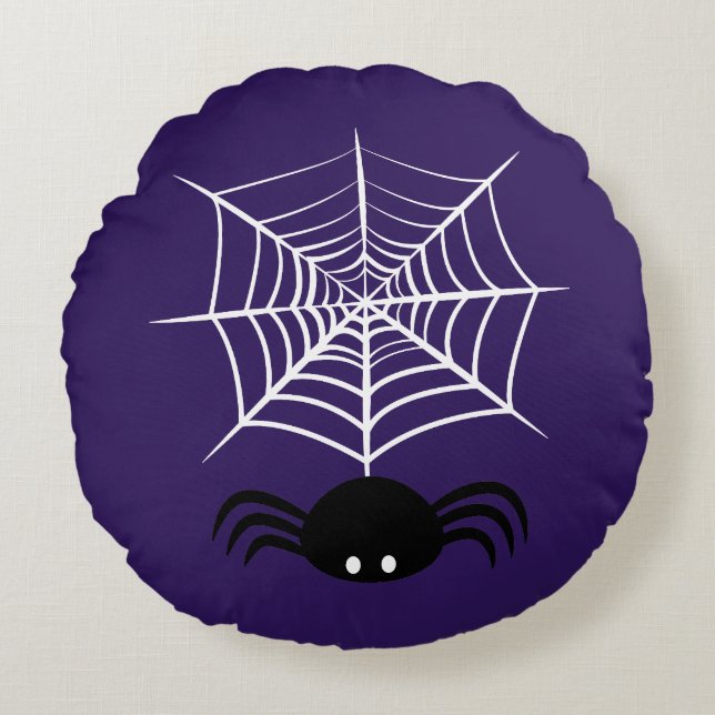 Almofada Redonda Halloween Spider Web (Frente)