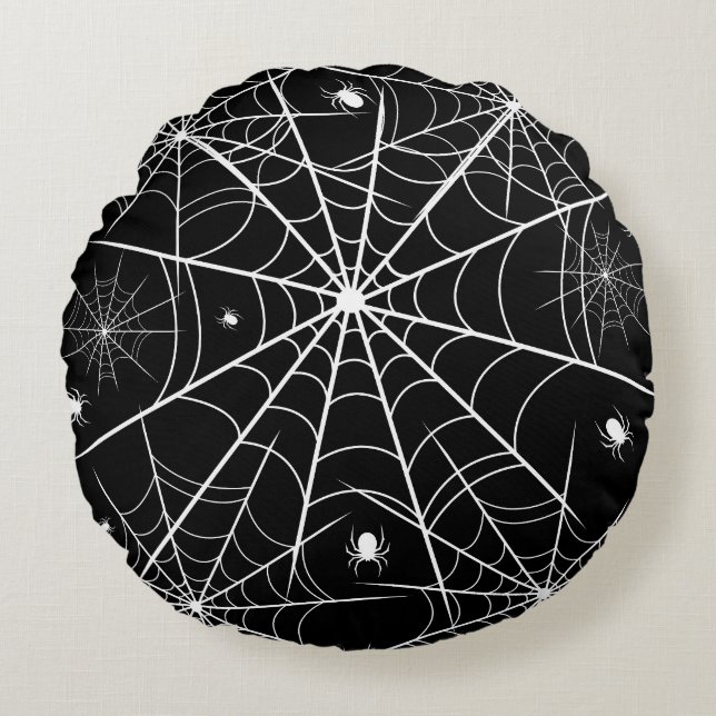 Almofada Redonda Halloween Spider Web (Frente)