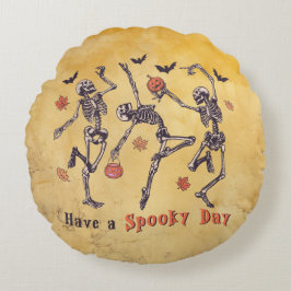 Almofada Redonda Halloween Spooky Day Skeleton 2 Travesseiro redond