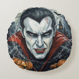 Almofada Redonda Halloween, Vampiro Sedento, Campo de Abóboras