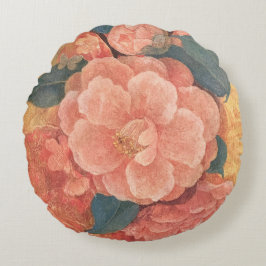 Almofada Redonda Hana-Tawawa: The Blossoming Camellia