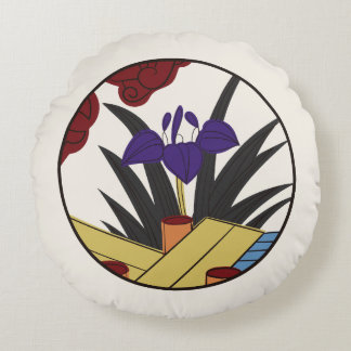 Almofada Redonda Hanafuda "Ayame-ni-yatsuhashi"
