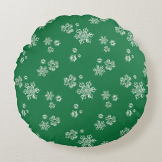 Almofada Redonda Handmade Snowflake Flurries - Bright Green & White