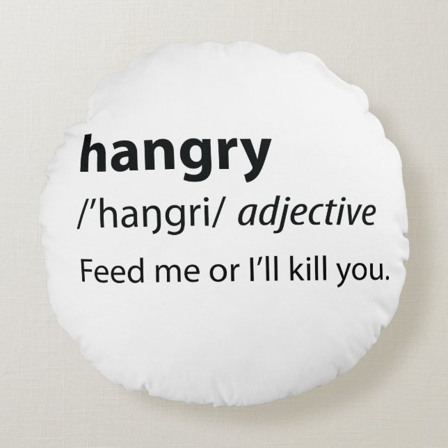 Almofada Redonda Hangry Funny Dictionary Definition (Frente)