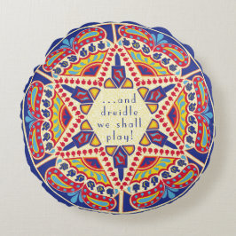 Almofada Redonda Hanukkah Round Travesseiro "Chanukah Paisley Dreid