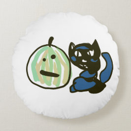 Almofada Redonda Happy Green Jack o Lantern Black Cat 