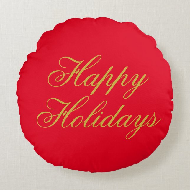 Almofada Redonda Happy New Year Merry Christmas Holiday Season (Frente)