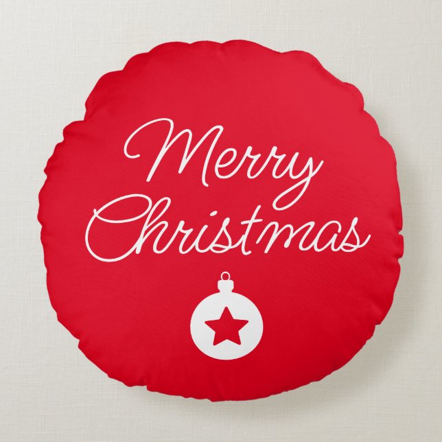 Almofada Redonda Happy New Year Merry Christmas Holiday Season (Frente)