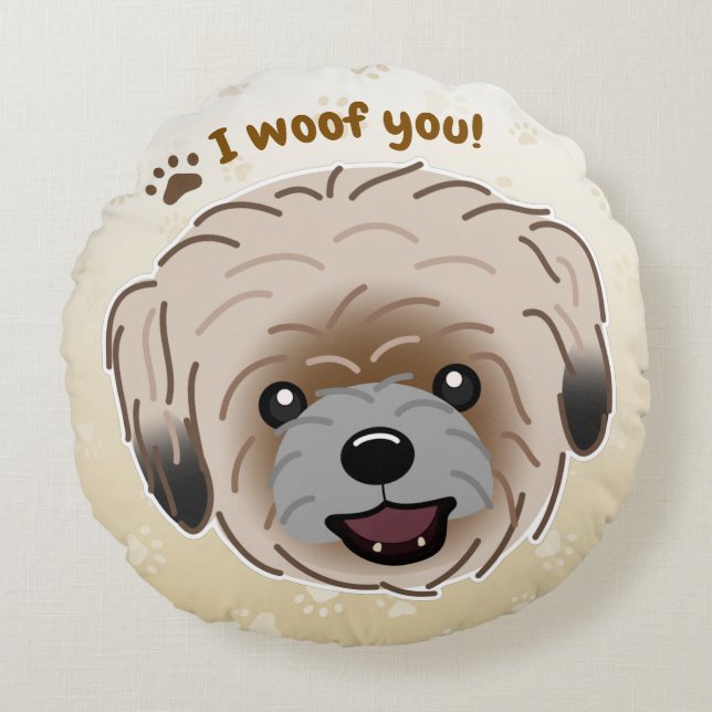 Almofada Redonda Happy Shih Tzu Dog Lover I Wows (Frente)
