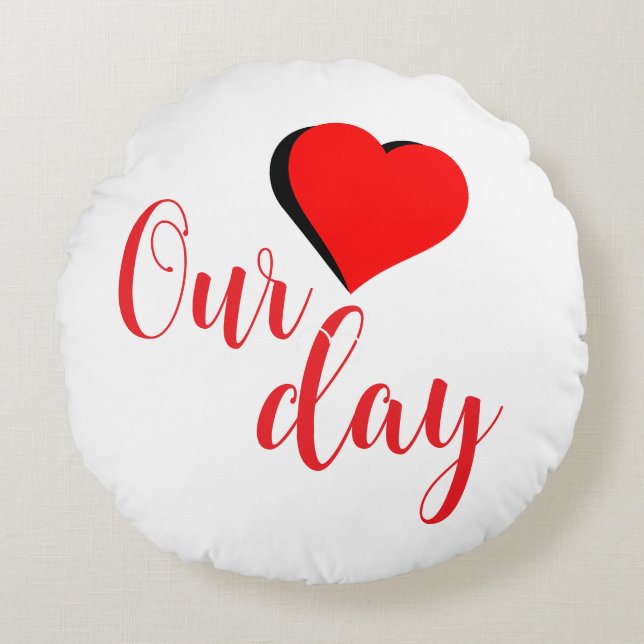 Almofada Redonda Happy Valentine Day (Frente)