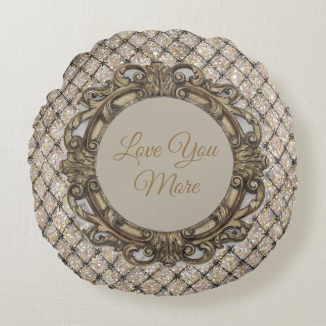 Almofada Redonda Happy Valentine's Day, Love You More, (Frente)