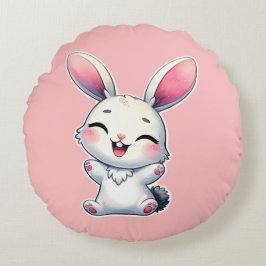Almofada Redonda Happy Watercolor Bunny