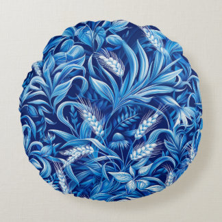 Almofada Redonda Harmonia de Grãos e Plantas Verdes