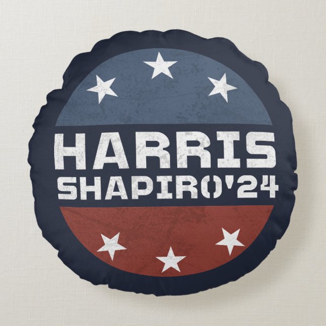 Almofada Redonda Harris Shapiro 2024 Vintage Red Blue (Frente)