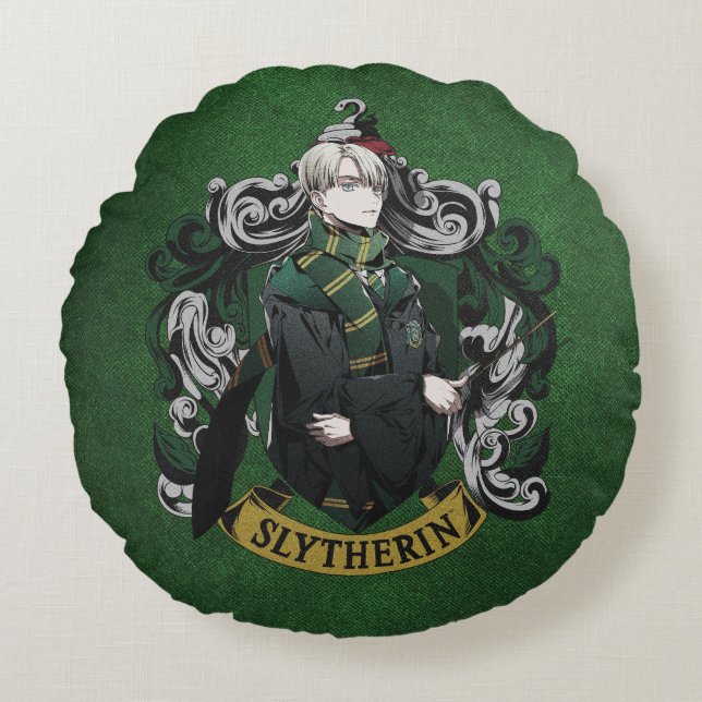 Almofada Redonda HARRY POTTER™ | Anime Draco Malfoy House Crest (Frente)