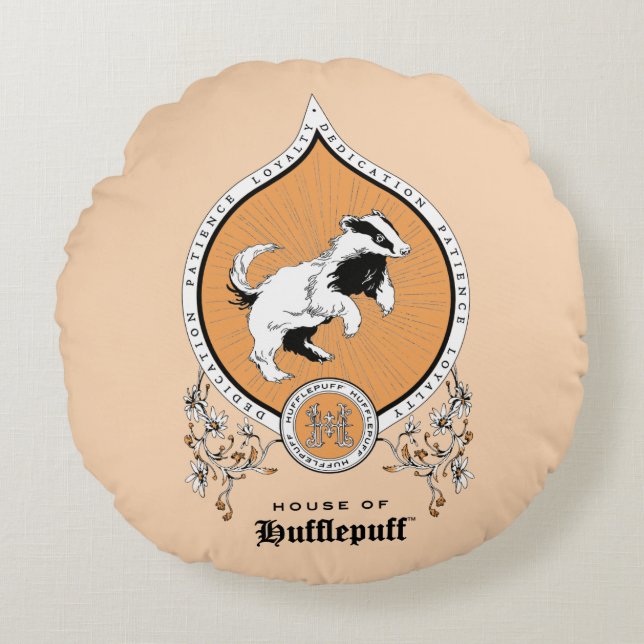 Almofada Redonda HARRY POTTER™ | Desenho Delicado HUFFLUFF™ Crest (Frente)