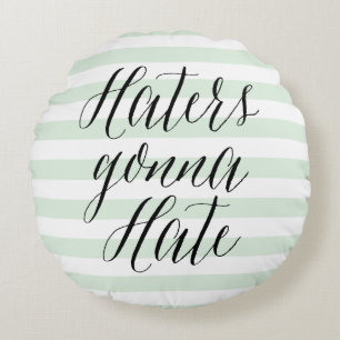 Almofada Redonda Hater Vai Odiar Travesseiro de caligrafia modern